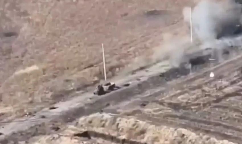 Показаны кадры прорыва российского квадроцикла по заминированной дороге