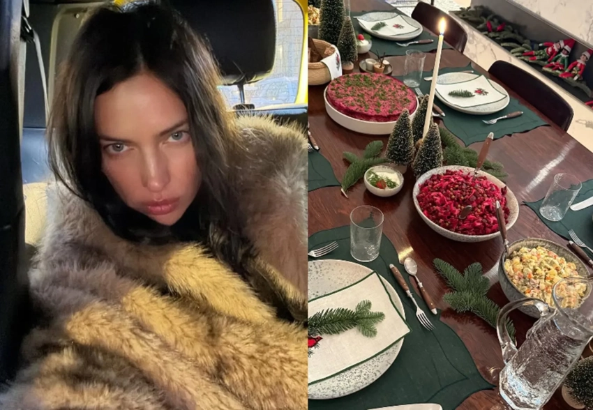 Шуба, оливье и пельмени: Ирина Шейк встретила Новый год в "русском стиле"